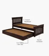 Cendra Sheesham Wood Single Bed with Trundle Bed (Walnut Finish) - Image 6