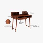 Lynton Study Table with Table-Top Storage (Honey Finish) - Image 6