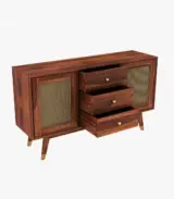 Oriana Sheesham Wood with Cane Craft Cabinet and Sideboard (Honey Finish) - Image 5