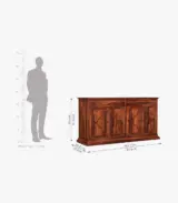 Celton Sheesham Wood Sideboard and Cabinets Two Drawers (Honey Finish) - Image 6