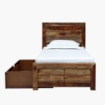 Sougur Sheesham Wood Single Bed In Rustic teak Finish With Drawer Storage - Image 6