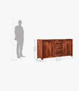 Chevelier Sheesham Wood Sideboard and Cabinet with Four Drawers (Honey Finish) - Image 2