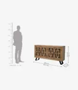 Zylo Sheesham Wood Cabinet with 4 Doors (Natural Finish) - Image 6