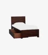 Sougur Sheesham Wood Single Bed with Drawer Storage (Provincial Teak Finish) - Image 6
