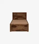 Newvo Sheesham Wood Single Bed with Drawer Storage (Rustic Teak Finish) - Image 6