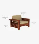 Meltro Sheesham Wood Sofa Set with 3+1+1 Seating (Honey Finish) - Image 6