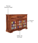 Roko Sheesham Wood Sideboard and Cabinet with Three Drawers (Honey Finish) - Image 6