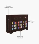 Roko Sheesham Wood Sideboard and Cabinet with Three Drawers (Walnut Finish) - Image 6