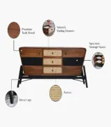 Ahrit Teak Wood Sideboard and Cabinet (Teak Finish) - Image 5