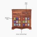Roko Sheesham Wood Sideboard and Cabinet with Two Drawers (Honey Finish) - Image 6