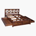 Kryss Sheesham Wood Queen Size Bed In Scratch Resistant Provincial Teak Finish With Drawer Storage - Image 7