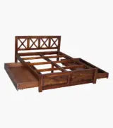 Krysys Sheesham Wood Queen Size Bed with Drawer Storage (Provincial Teak Finish) - Image 7
