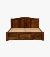 Malfia Sheesham Wood Queen Size Bed with Box Storage (Provincial Teak Finish) - Image 7