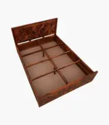 Chez Sheesham Wood Queen Size Bed with Box Storage (Honey Oak Finish) - Image 7