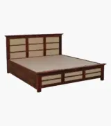 Adolf Sheesham Wood Queen Size Bed with Box Storage (Honey Oak Finish) - Image 7