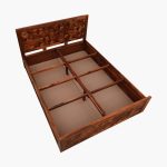 Bairon Sheesham Wood Queen Size Bed with Box Storage (Honey Oak Finish) - Image 6