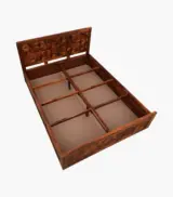 Bairon Sheesham Wood Queen Size Bed with Box Storage (Honey Oak Finish) - Image 6