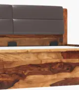 Ntopia Sheesham Wood Queen Size Bed with Hydraulic Box Storage (Natural Brown Finish) - Image 7