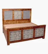 Jelice Sheesham Wood Queen Size Bed with Box Storage (Honey Oak Finish) - Image 6