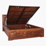 Woodrow Queen Size Bed with Hydraulic storage in Honey Colour - Image 6