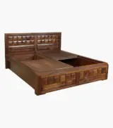 Woodrows Sheesham Wood Queen Size Bed with Box storage (Honey Finish) - Image 7