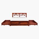 Kryss Sheesham Wood Queen Size Bed in Scratch Resistant Honey Oak Finish With Drawer Storage - Image 7