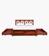 Krysys Sheesham Wood Queen Size Bed with Drawer Storage (Honey Oak Finish) - Image 7