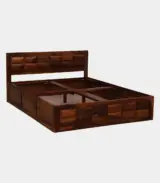 Arcamia Sheesham Wood King Size Bed with Box Storage (Brown Finish) - Image 7