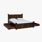 Lorenzo Sheesham Wood Queen Size Bed in Scratch Resistant Provincial Teak Finish With Drawer Storage - Image 7