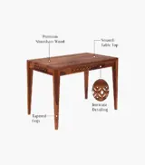 Clambrey Sheesham Wood 6 Seater Cushioned Dining Table Set with Bench (Honey Finish) - Image 7