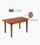 Adwin Sheesham Wood 6 Seater with Bench Dining Table Set with Extendable Table Top (Honey Finish) - Image 7