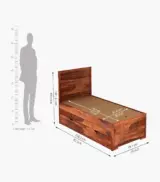 Geary Sheesham Wood Single Bed with Trundle Bed with Drawer Storage (Honey Finish) - Image 7