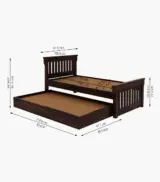 Cendra Sheesham Wood Single Bed with Trundle Bed (Walnut Finish) - Image 7