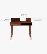 Lyntain Sheesham Wood Computer Table with Table-Top Open and Drawer Storage (Honey Finish) - Image 7
