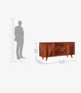 Holet Sheesham Wood Sideboard and Cabinet (Honey Finish) - Image 7