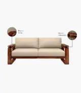 Medic Sheesham Wood Sofa Set with 3+1+1 Seating Cane and Brass Detailing (Honey Finish) - Image 7