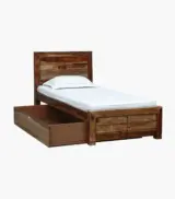 Sougur Sheesham Wood Single Bed with Drawer Storage (Rustic Teak Finish) - Image 7