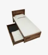 Newvo Sheesham Wood Single Bed with Drawer Storage (Rustic Teak Finish) - Image 7
