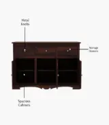 Roko Sheesham Wood Sideboard and Cabinet with Three Drawers (Walnut Finish) - Image 7