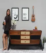 Ahrit Teak Wood Sideboard and Cabinet (Teak Finish) - Image 6