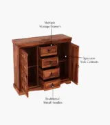 Embross Sheesham Wood Sideboard and Cabinet (Honey Finish) - Image 7