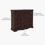 Embross Sheesham Wood Sideboard and Cabinet (Walnut Finish) - Image 7