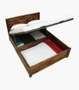 Turon Sheesham Wood Queen Size Bed with Hydraulic Box Storage (Provincial Teak Finish) - Image 7