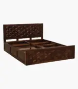 Bairon Sheesham Wood Queen Size Bed with Box Storage (Provincial Teak Finish) - Image 8