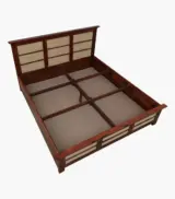 Adolf Sheesham Wood Queen Size Bed with Box Storage (Honey Oak Finish) - Image 8