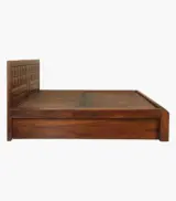 Woodrows Sheesham Wood Queen Size Bed with Box storage (Honey Finish) - Image 8