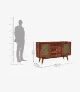 Oriana Sheesham Wood with Cane Craft Cabinet and Sideboard (Honey Finish) - Image 7