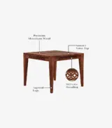 Clambrey Sheesham Wood 4 Seater Cushioned Dining Table Set with Bench (Honey Finish) - Image 8