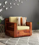 Merriott Sheesham Wood Sofa Set with 3+1+1 Seating (Honey Finish) - Image 5