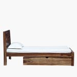 Sougur Sheesham Wood Single Bed In Rustic teak Finish With Drawer Storage - Image 8
